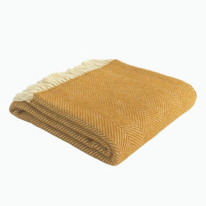 Fishbone Wool Blanket in Mustard - James & May