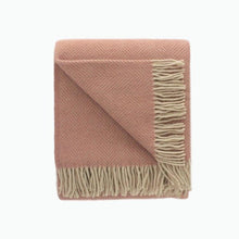 Load image into Gallery viewer, Small Herringbone Wool Blanket in Pink and Pearl - James & May