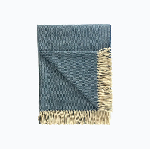 Spotted Lambswool Blanket in Deep Blue - James & May