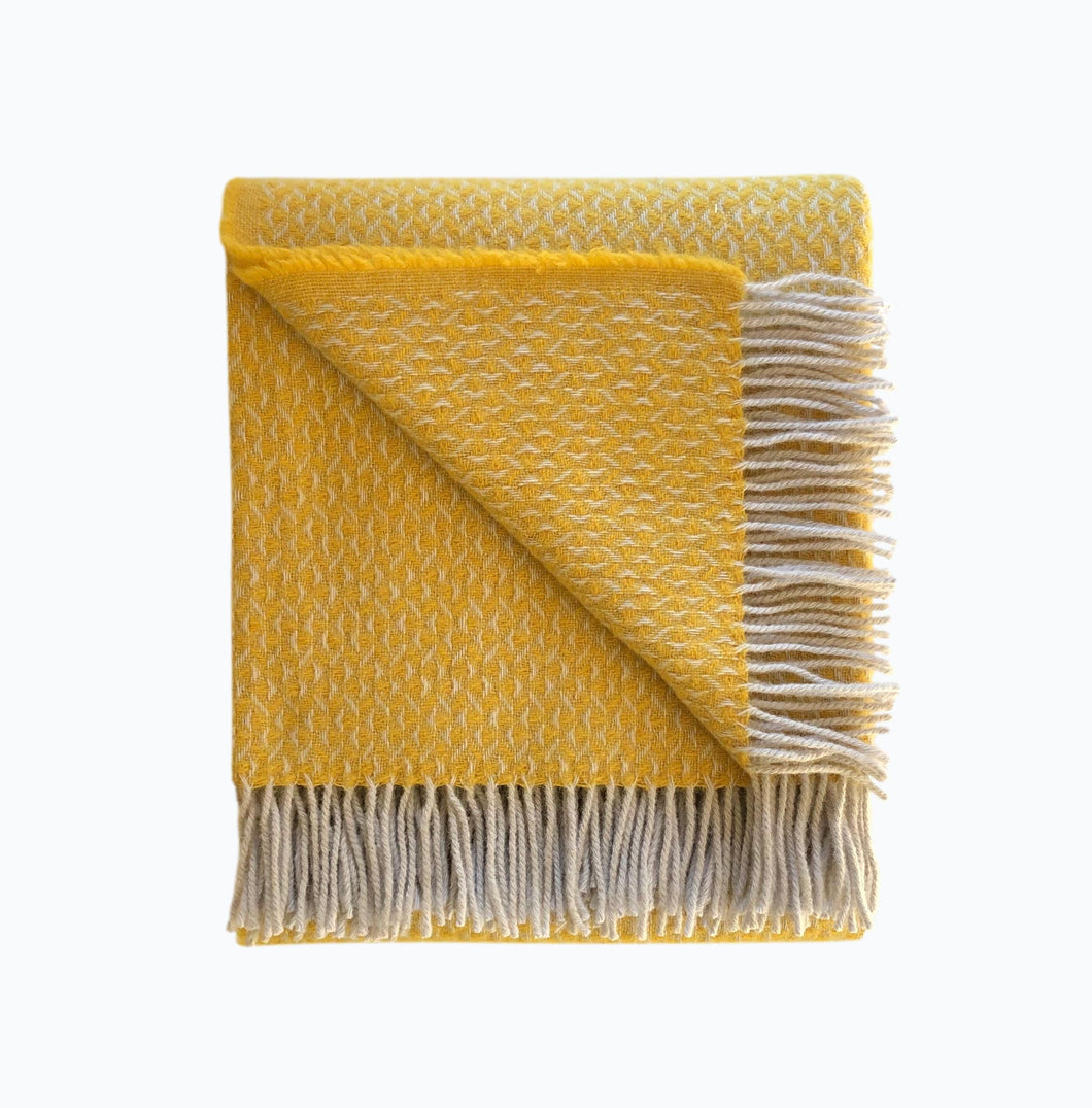 Basketweave Wool Blanket in Gorse - James & May