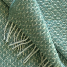 Load image into Gallery viewer, Basketweave Wool Blanket in Seafoam - James &amp; May