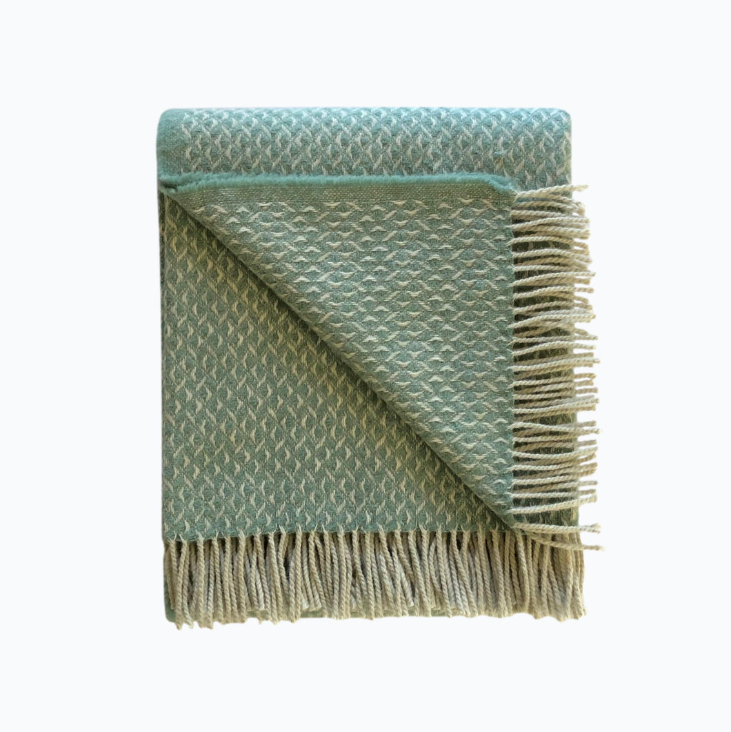 Basketweave Wool Blanket in Seafoam - James & May
