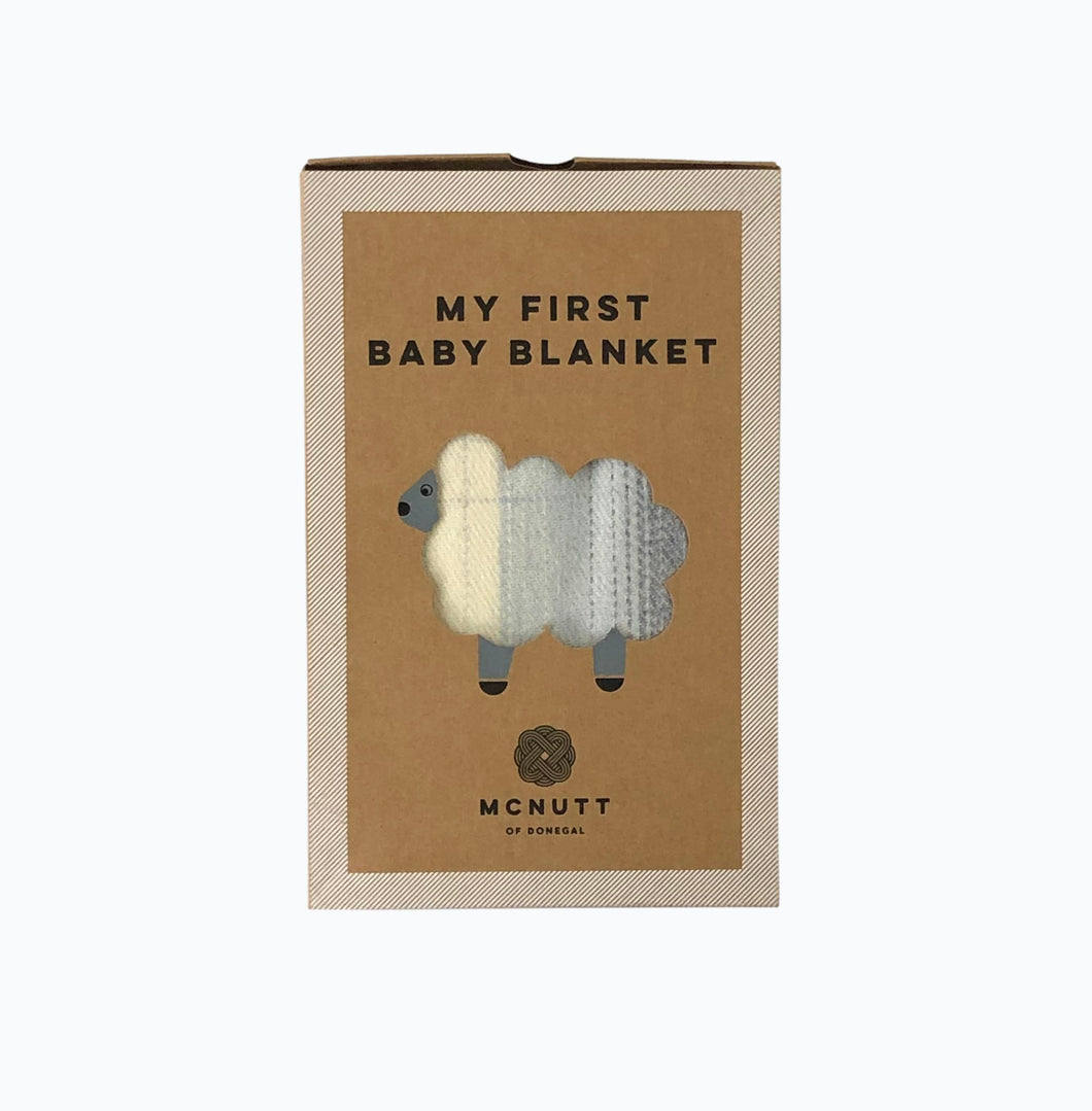 Checked Baby Blanket in Blue Sky - James & May
