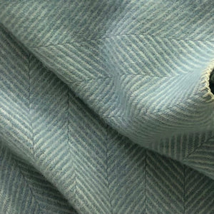 Fishbone Blanketstitch Wool Blanket in Duck Egg Blue - James & May