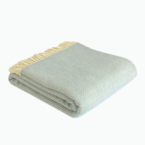 Fishbone Wool Blanket in Duck Egg Blue - James & May