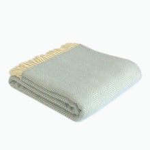 Load image into Gallery viewer, Fishbone Wool Blanket in Duck Egg Blue - James &amp; May