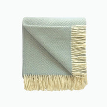 Load image into Gallery viewer, Small Fishbone Pure New Wool Blanket in Duck Egg Blue 