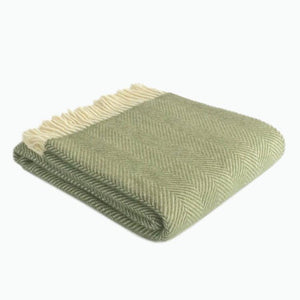 Fishbone Wool Blanket in Olive Green - James & May