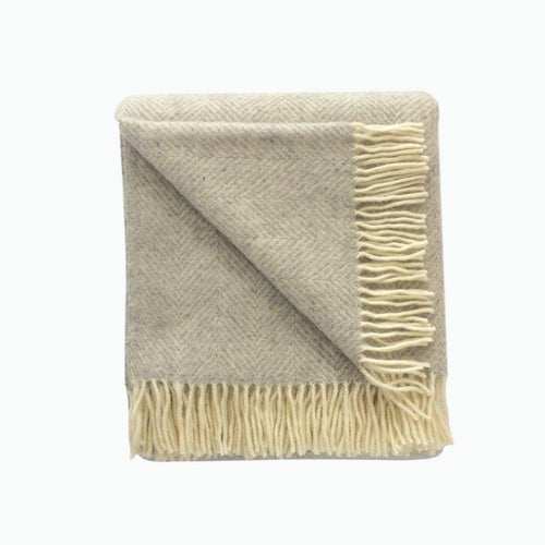 Fishbone Pure New Wool Blanket in Silver Grey - James & May