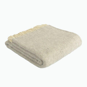 Fishbone Wool Blanket in Silver Grey - James & May