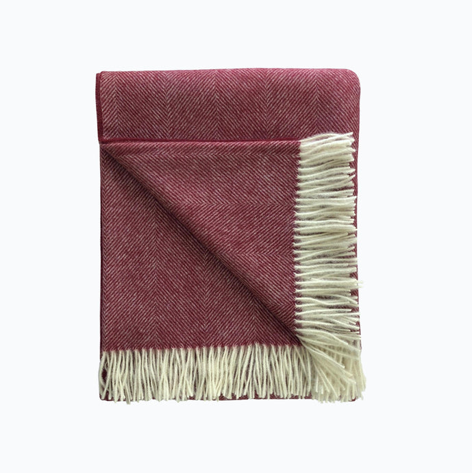Herringbone Wool Blanket in Vintage Red - James & May
