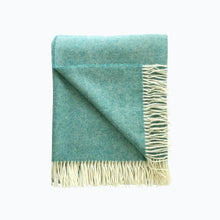 Load image into Gallery viewer, Herringbone Wool Blanket in Aqua - James &amp; May