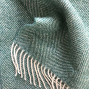 Herringbone Wool Blanket in Aqua - James & May