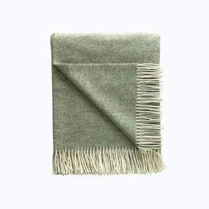 Herringbone Wool Blanket in Sage Green - James & May