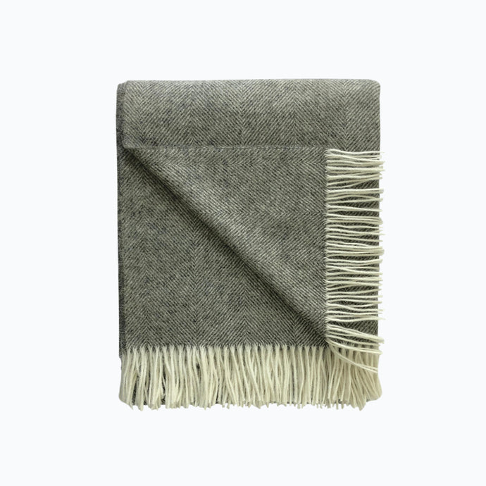 Herringbone Wool Blanket in Vintage Grey - James & May