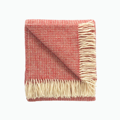 Illusion Pure New Wool Blanket in Crimson and Silver 