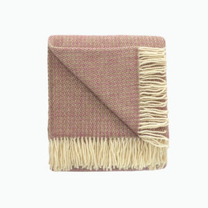 Illusion Pure New Wool Blanket in Raspberry and Sage