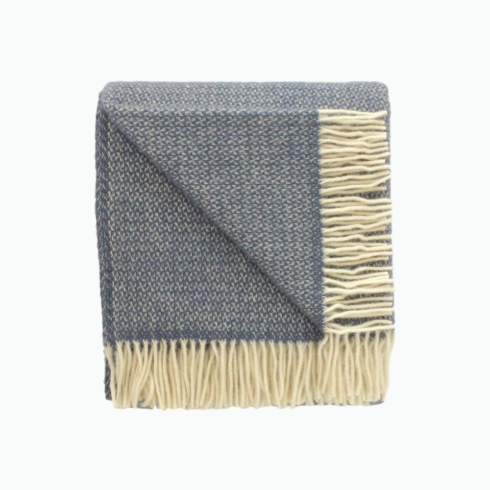 Illusion Pure New Wool Blanket in Slate Blue 