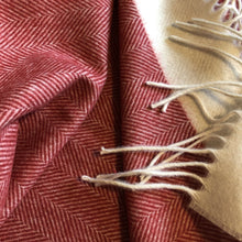 Load image into Gallery viewer, Lambswool Herringbone Scarf in Red Apple - James &amp; May