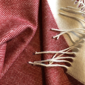 Lambswool Herringbone Scarf in Red Apple - James & May