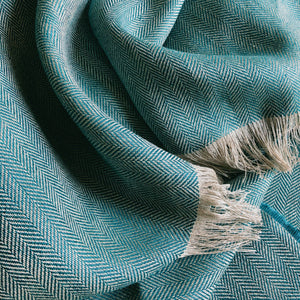 Linen Throw in Kingfisher - James & May