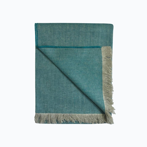 Linen Throw in Kingfisher - James & May