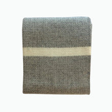 Load image into Gallery viewer, Panel Wool Blanket in Grey and Slate Blue - James &amp; May