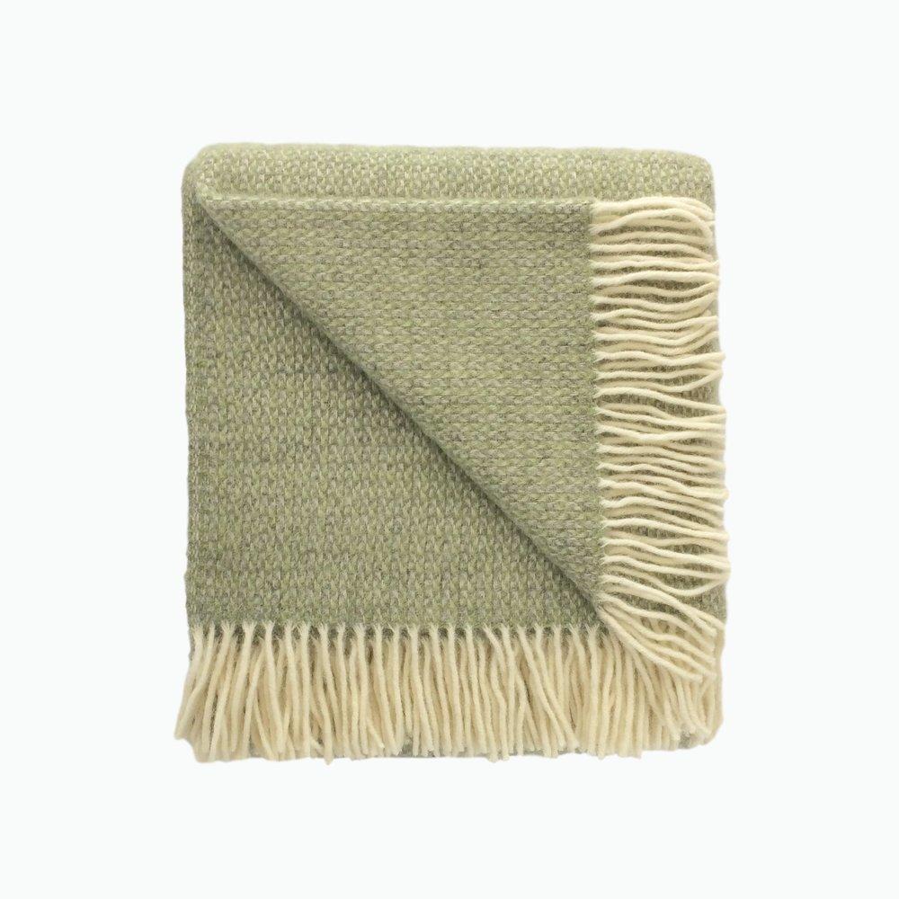Small Illusion Wool Blanket in Green and Grey - James & May