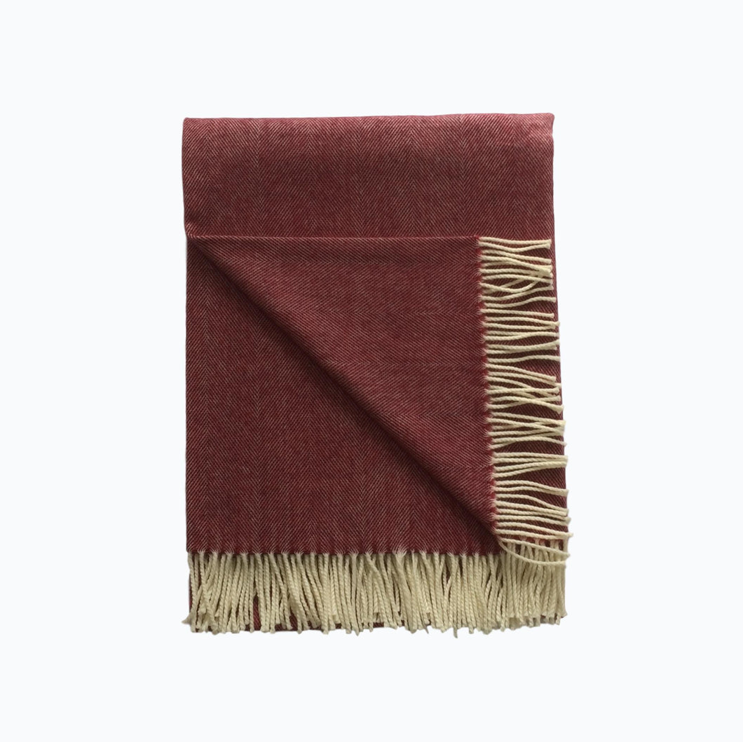 Spotted Lambswool Blanket in Cranberry - James & May